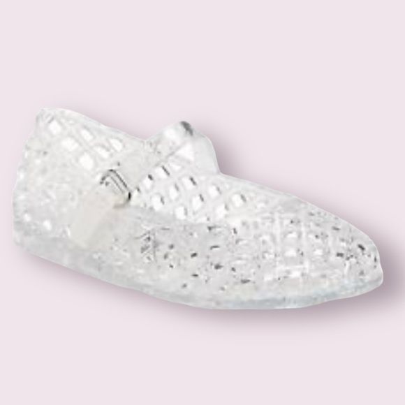 Old Navy Other - Old Navy Mary Janes Clear Silver Glitter Basket Jelly Shoes